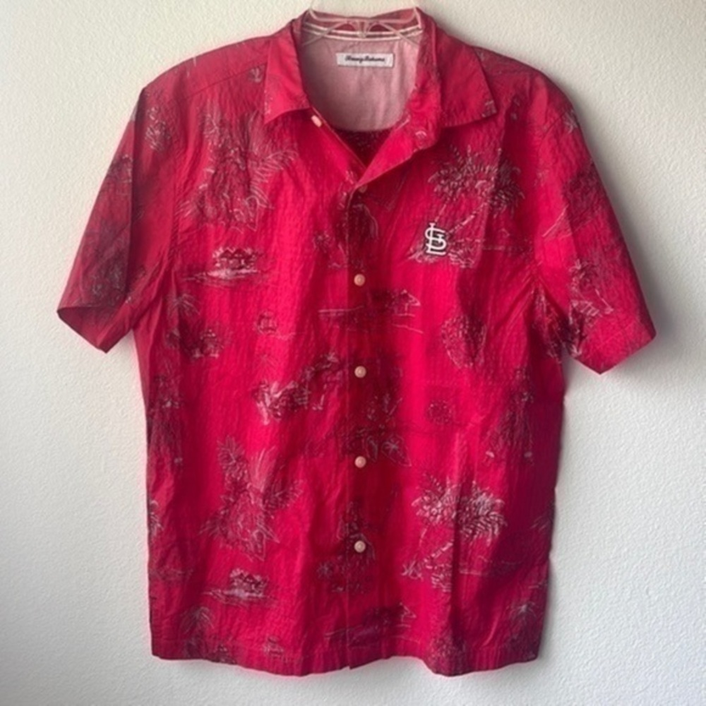 NWT Tommy Bahama Shirt St. Louis Cardinals Men's Medium MLB Red